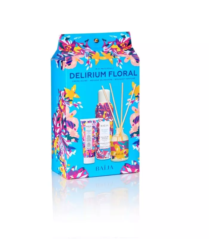 DELIRIUM FLORAL Coffret noël mousse de douche, crème mains, bouquet