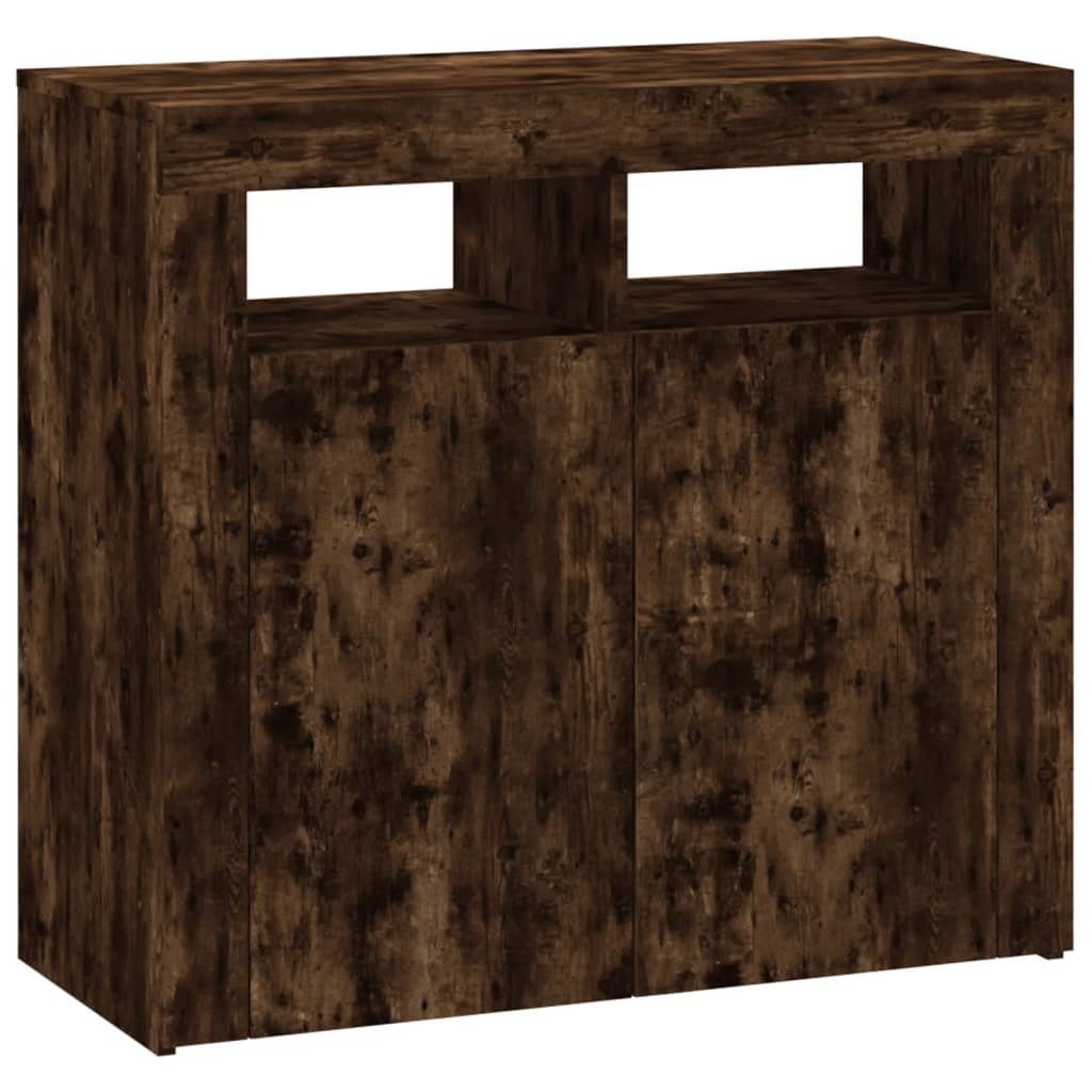 vidaXL Sideboard Sideboard mit LED-Beleuchtung Räuchereiche 80x35x75 cm (1 St)