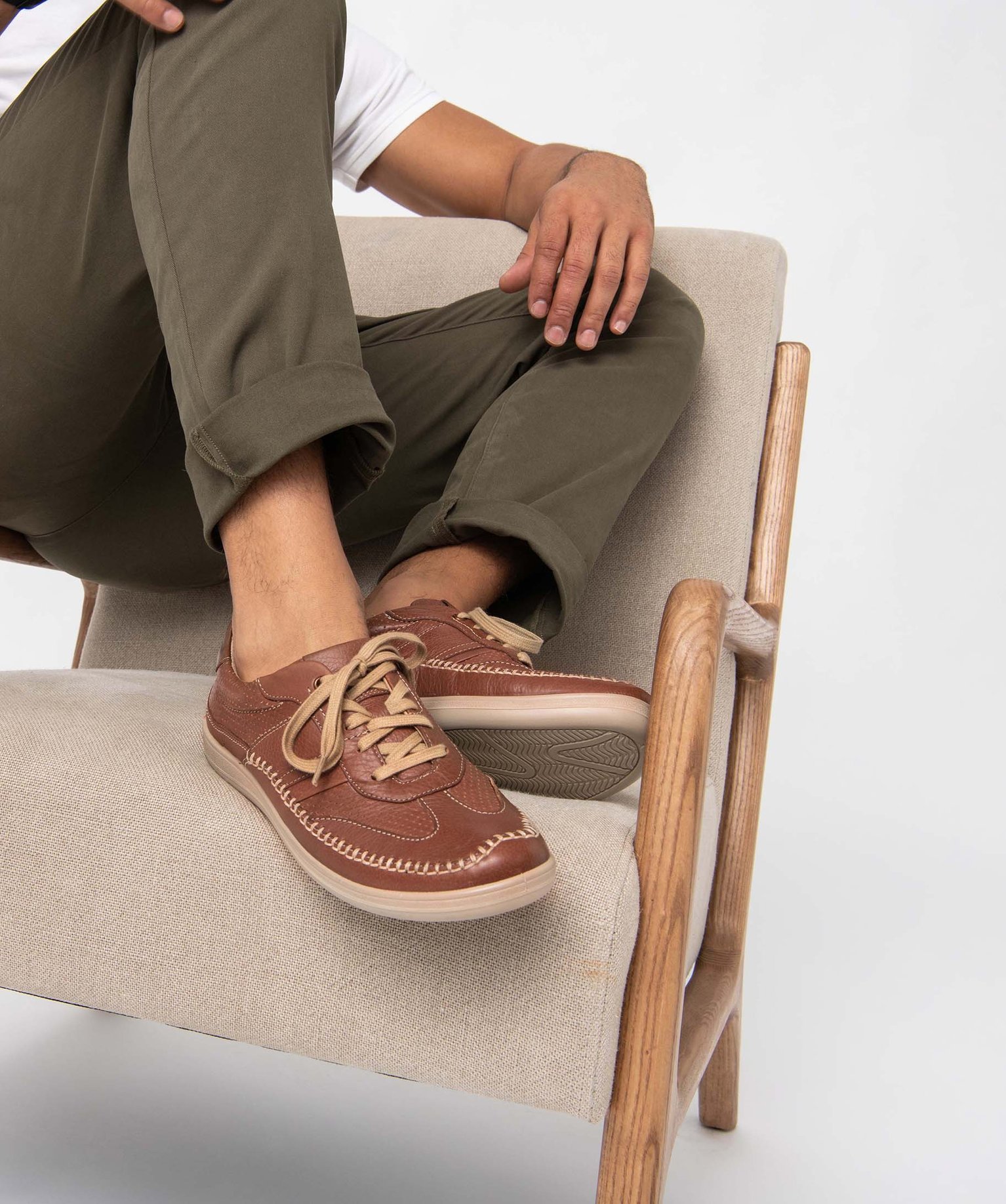 Derbies homme confort dessus cuir souple couture mocassin camel | GEMO