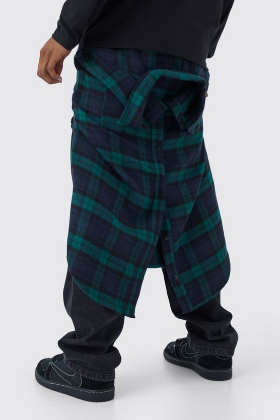 Lockere Jeans mit Karohemd