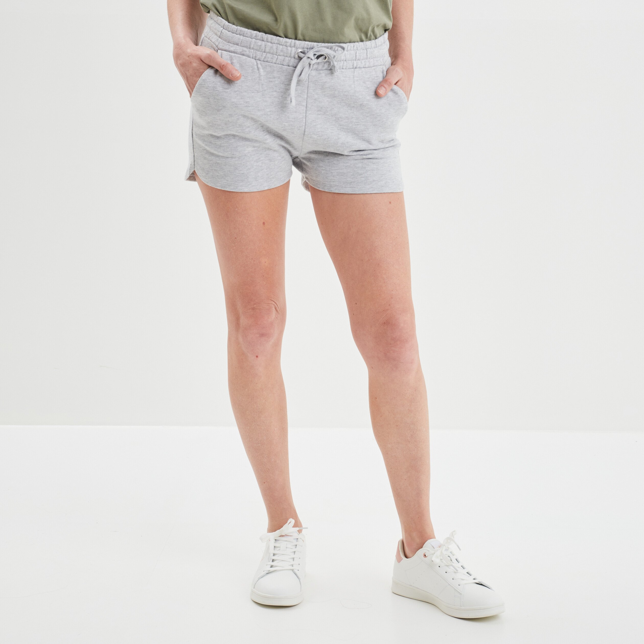 Short avec cordon de resserrage gris clair femme | La Halle