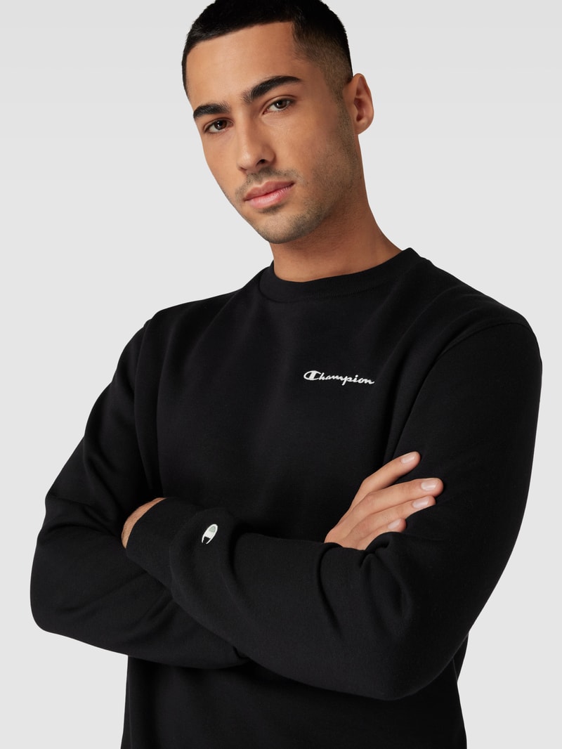 Sweatshirt mit Label-Details Modell 'Rochester' in schwarz