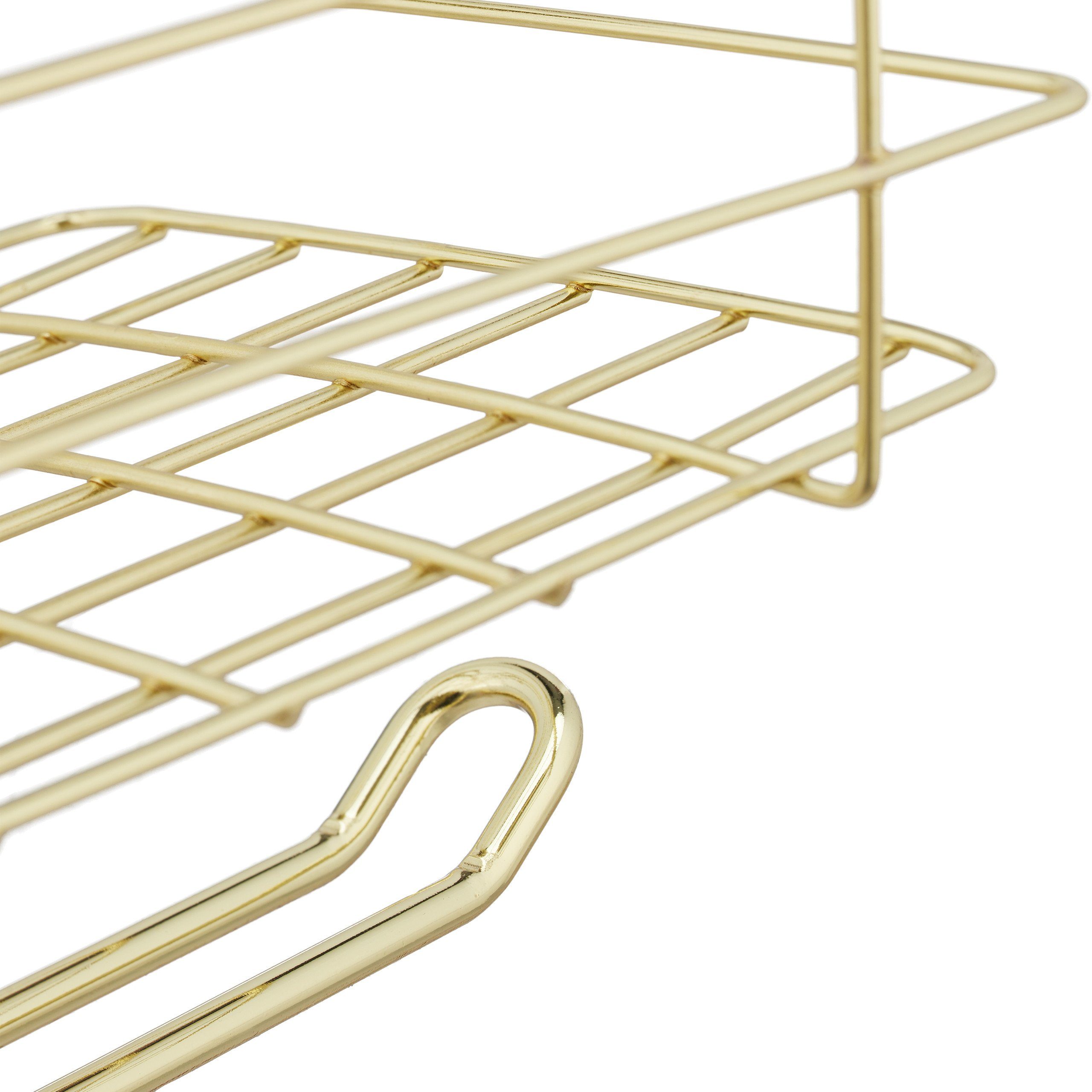 relaxdays Einhängekorb Einhängekorb mit Küchenrollenhalter, Gold