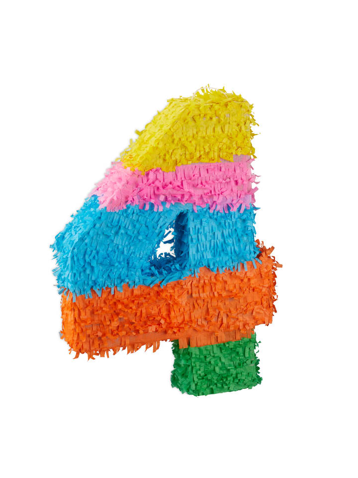 relaxdays Pinata Zahl 4 in Bunt günstig kaufen onesize