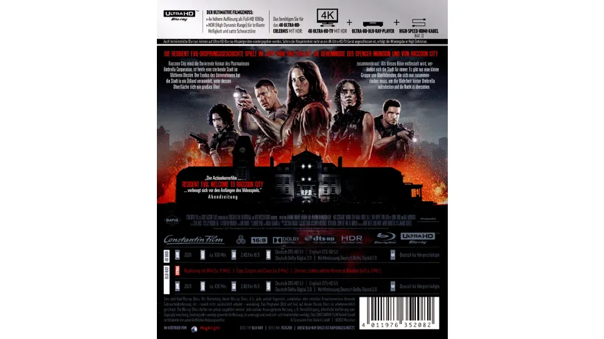 Resident Evil: Welcome to Raccoon City  (4K Ultra HD) (+ Blu-ray 2D)
