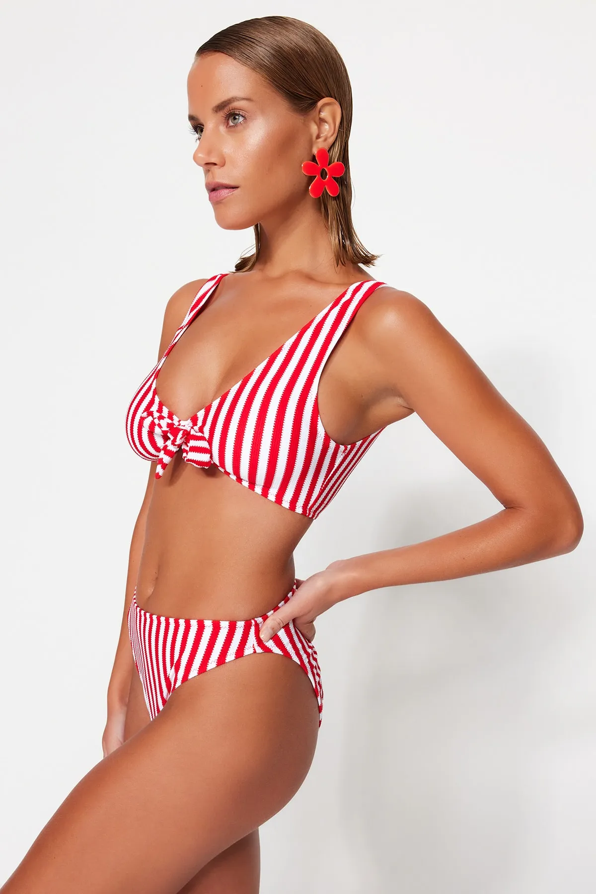 Trendyol Collection  Bikini-Set - Rot - Gestreift