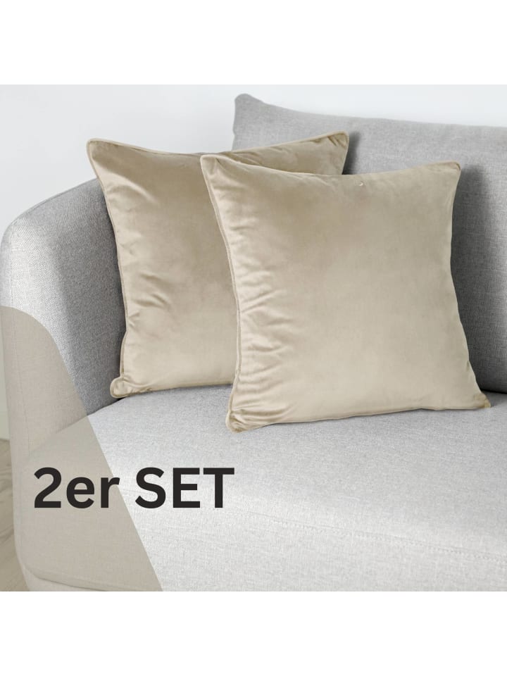 Tom Tailor TT Kissenhülle 2er Set VelvetSignature 45 x 45 cm in Beige günstig kaufen 45 x 45 cm