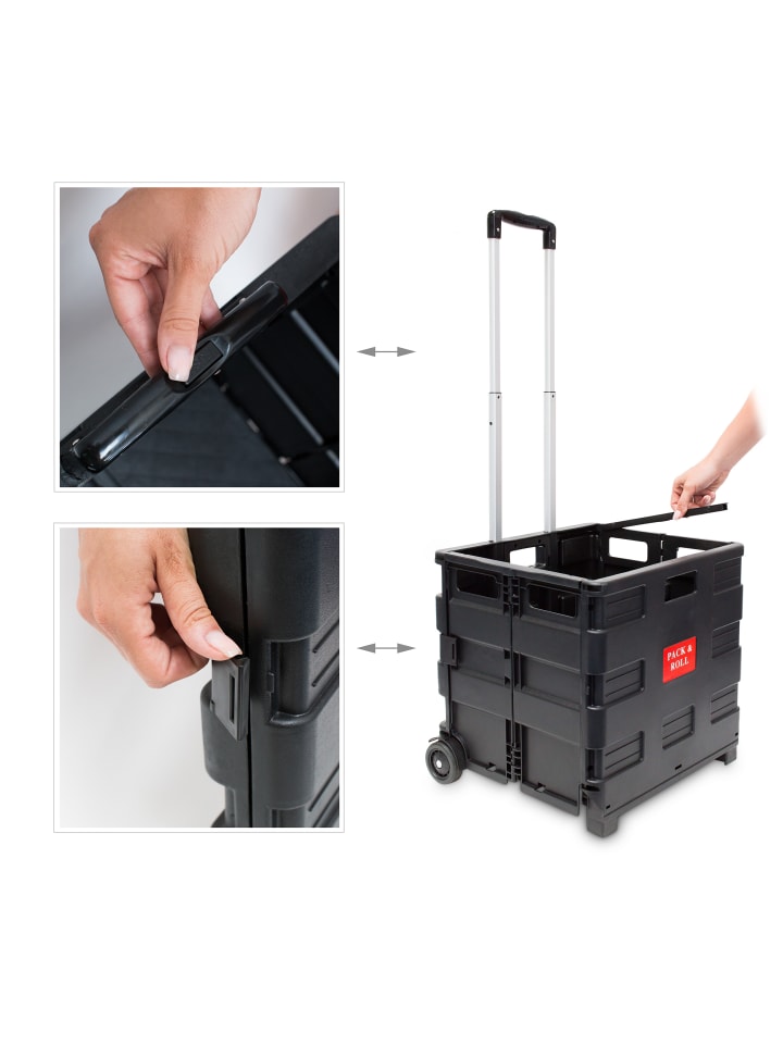 relaxdays 2x Einkaufstrolley in Schwarz - (B)42 x (H)100 x (T)37 cm günstig kaufen onesize