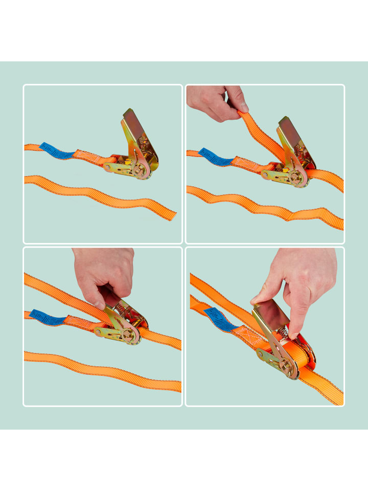 relaxdays 4 x Spanngurte in Orange - 6 m günstig kaufen onesize