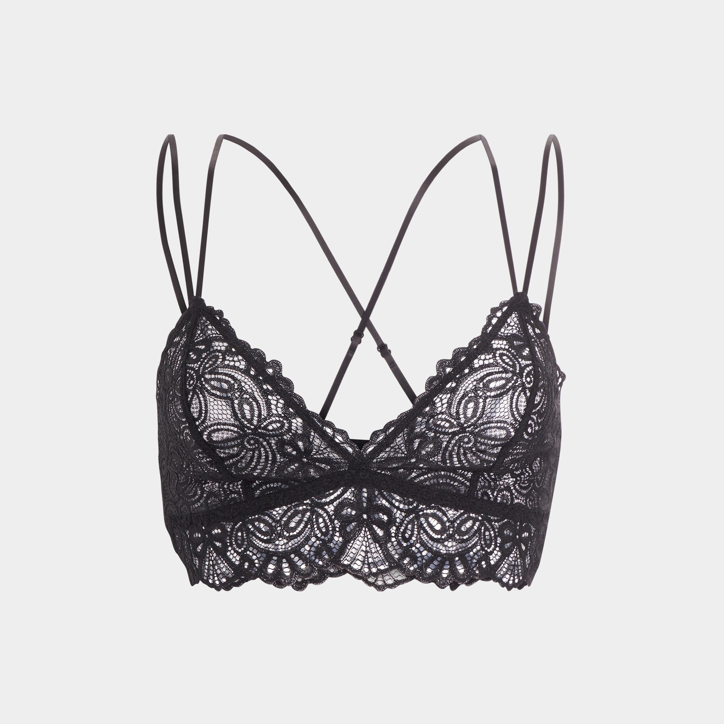 Brassière dentelle dos croisé noir femme | La Halle