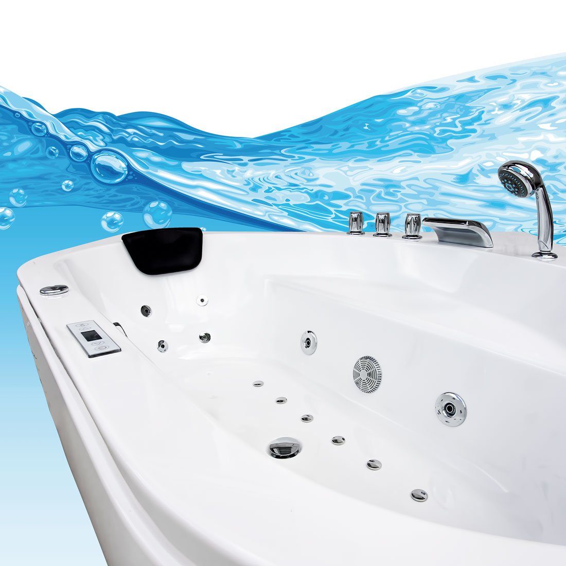 AcquaVapore Whirlpool-Badewanne Whirlpool Badewanne Eckwanne W20H-ALL 140x140cm