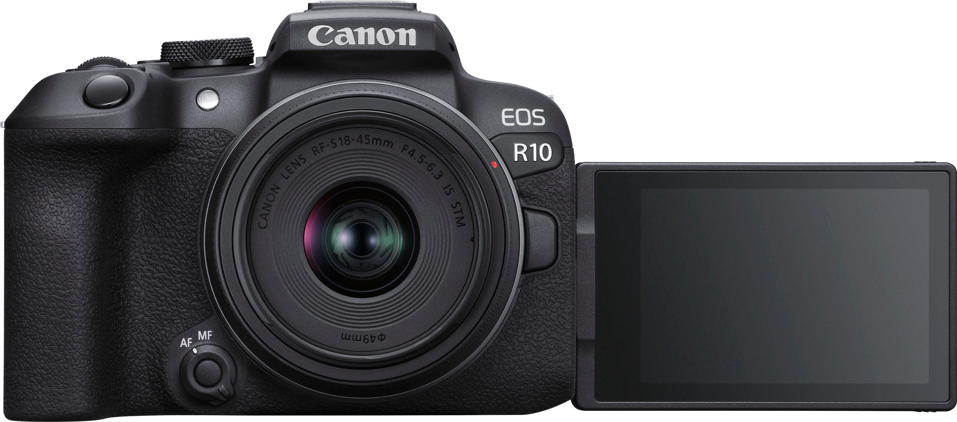 Canon EOS R10 Systemkamera (RF-S 18-45mm F4.5-6.3 IS STM, 24,2 MP, Bluetooth, WLAN, inkl. RF-S 18-45mm Objektiv)