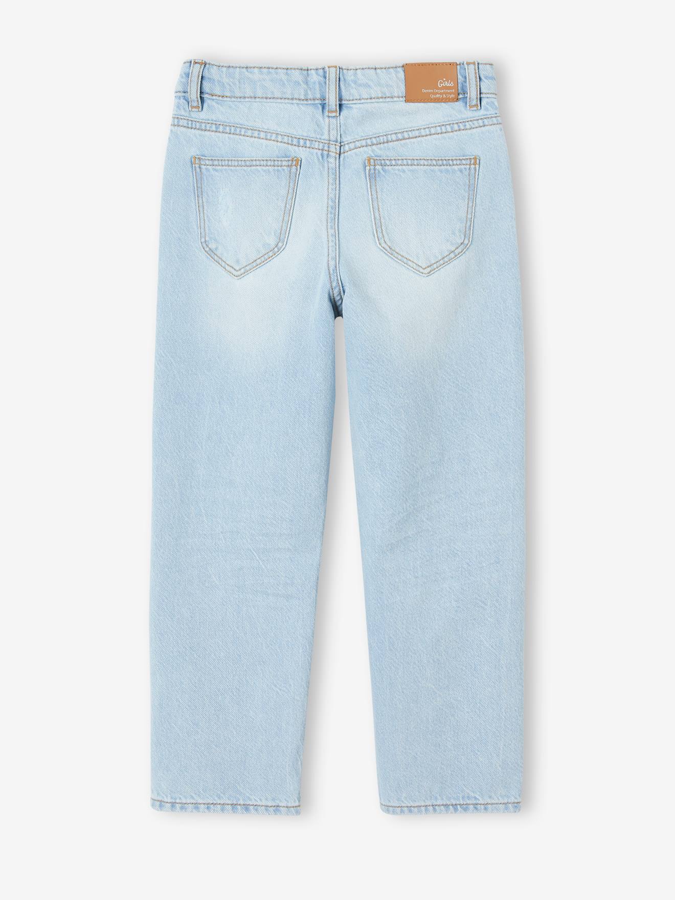 Vertbaudet Gerade Mädchen Jeans, Hüftweite COMFORT - bleached
