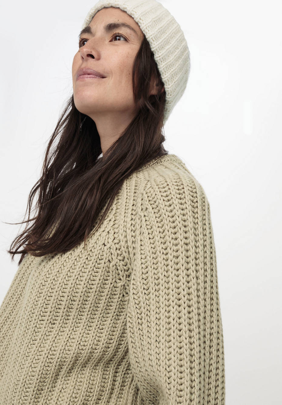 Raglan-Pullover aus Bio-Baumwolle und Bio-Merinowolle