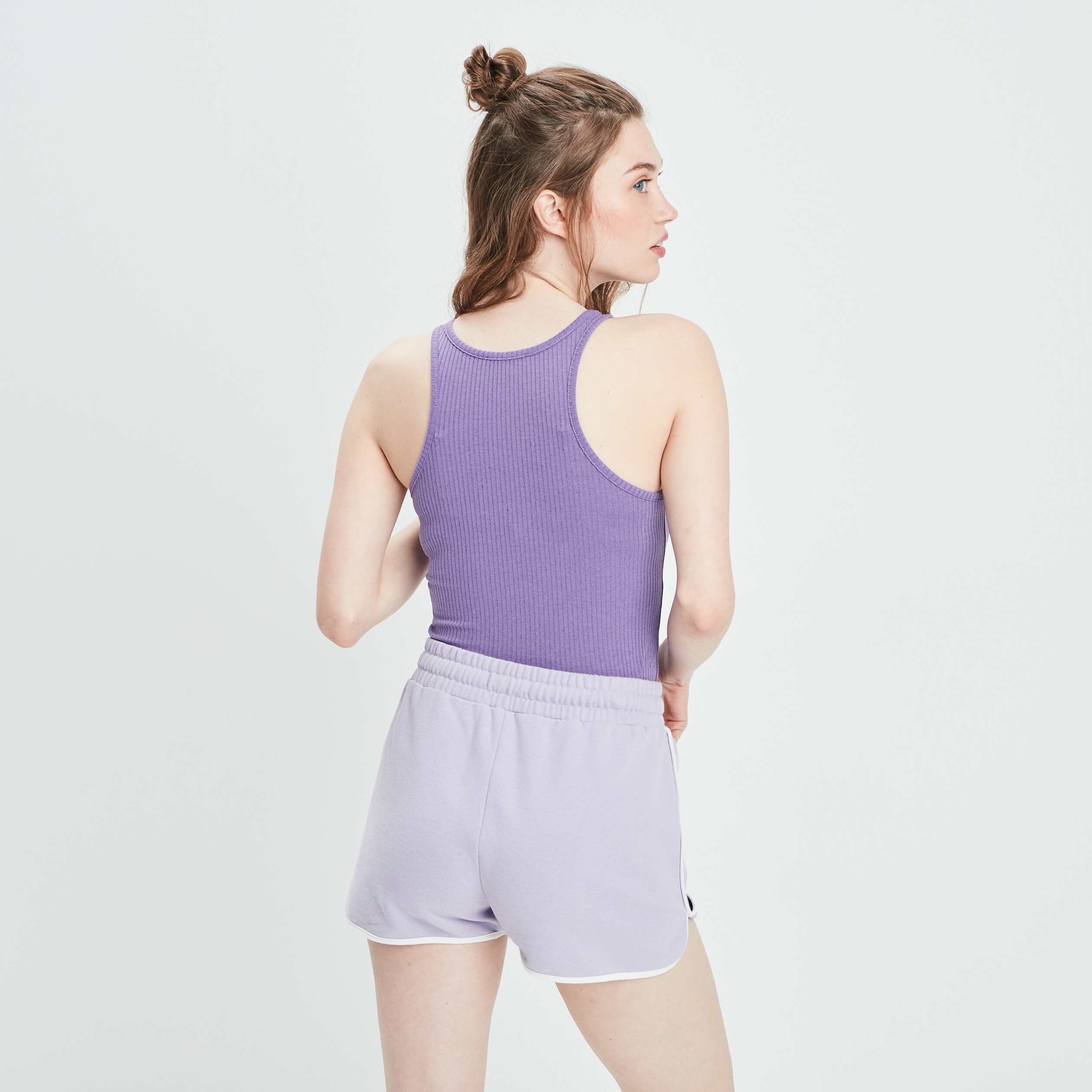 Débardeur col américain effet côtelé violet clair femme | La Halle