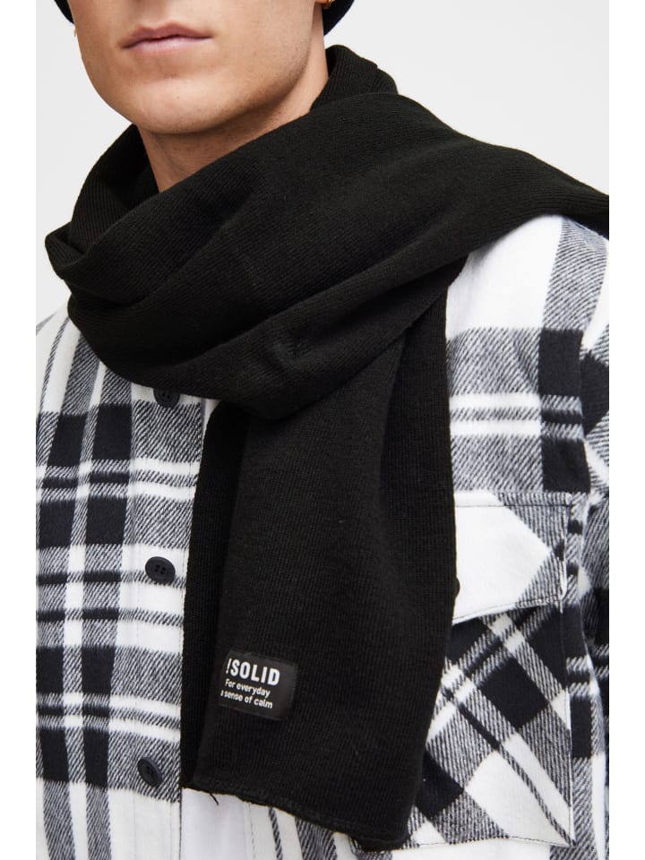 !SOLID Strickschal SDIrwon 21301128-ME Cooler Winterschal mit Logo-Patch in Schwarz günstig kaufen onesize