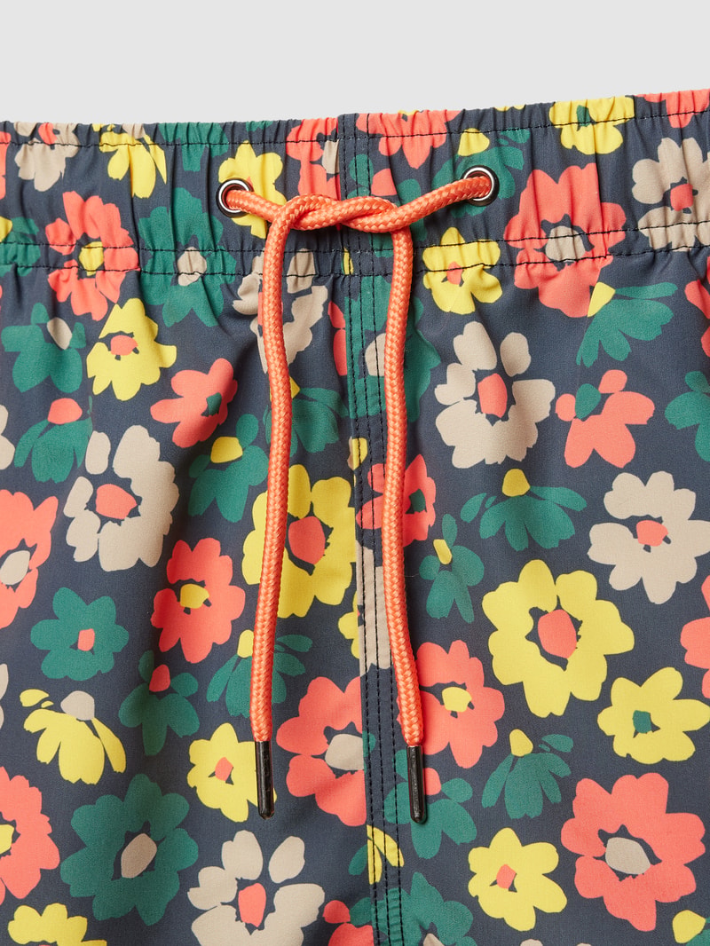 Badehose mit floralem Allover-Muster in dunkelgrau