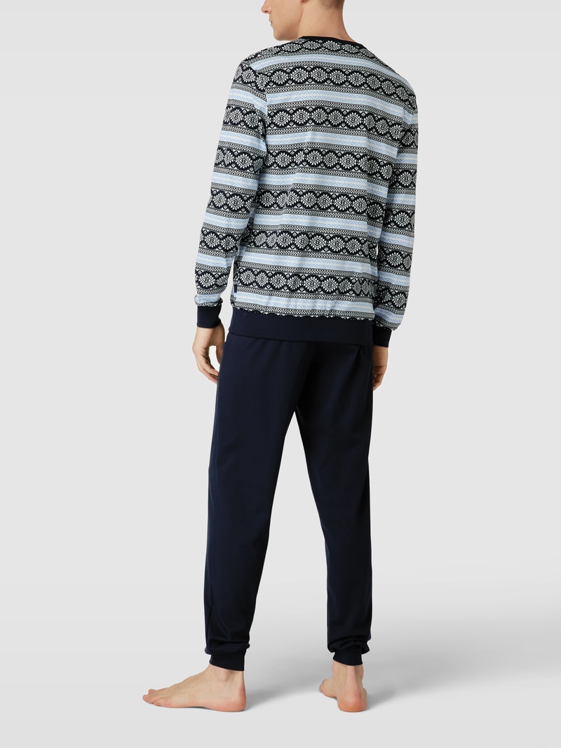 Pyjama mit Allover-Muster Modell 'Relax' in dunkelblau