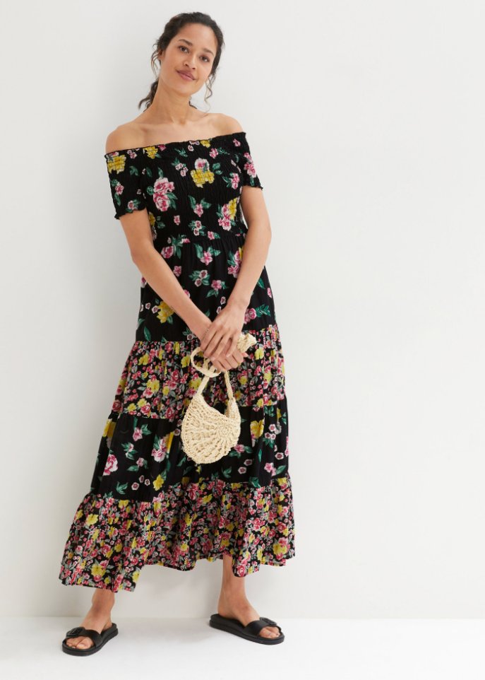 Kleid mit Smock- Ausschnitt
