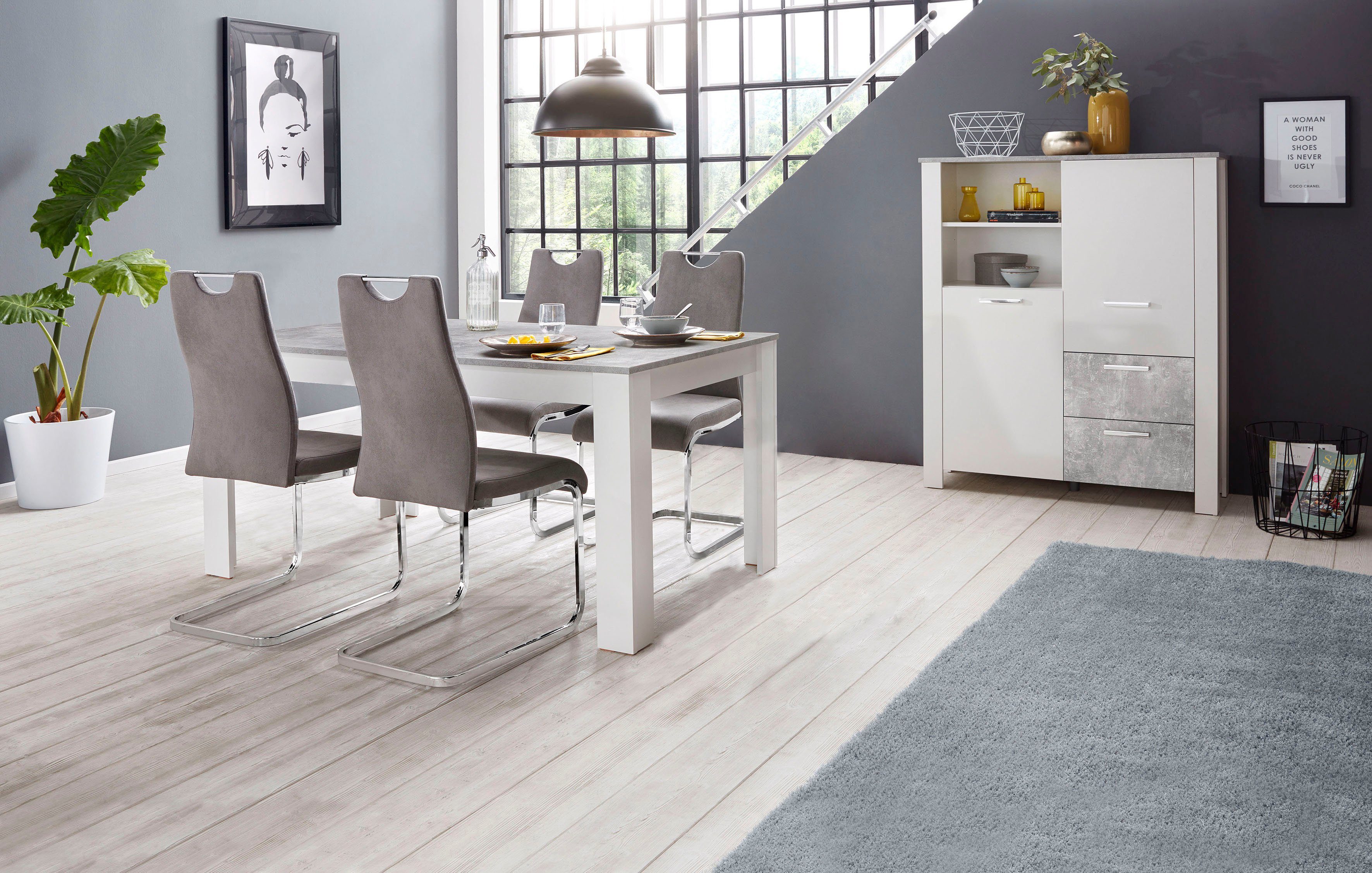 Homexperts Essgruppe Zabona, (Set, 5-tlg), 4 Stühle und 1 Tisch
