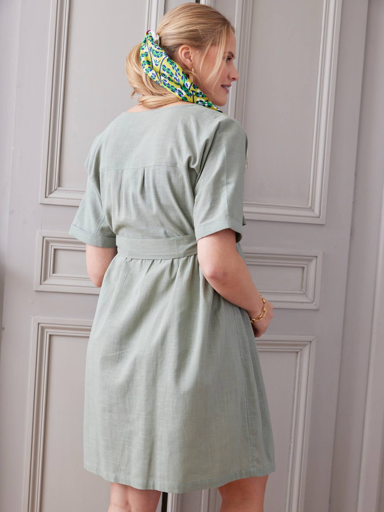 Vertbaudet Wickelkleid für Schwangerschaft & Stillzeit - salbeigrün