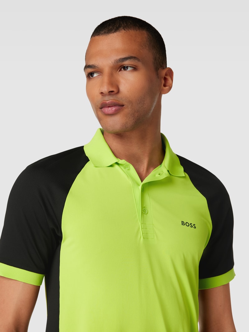 Poloshirt in Two-Tone-Machart Modell 'Pauletech' in neon grün