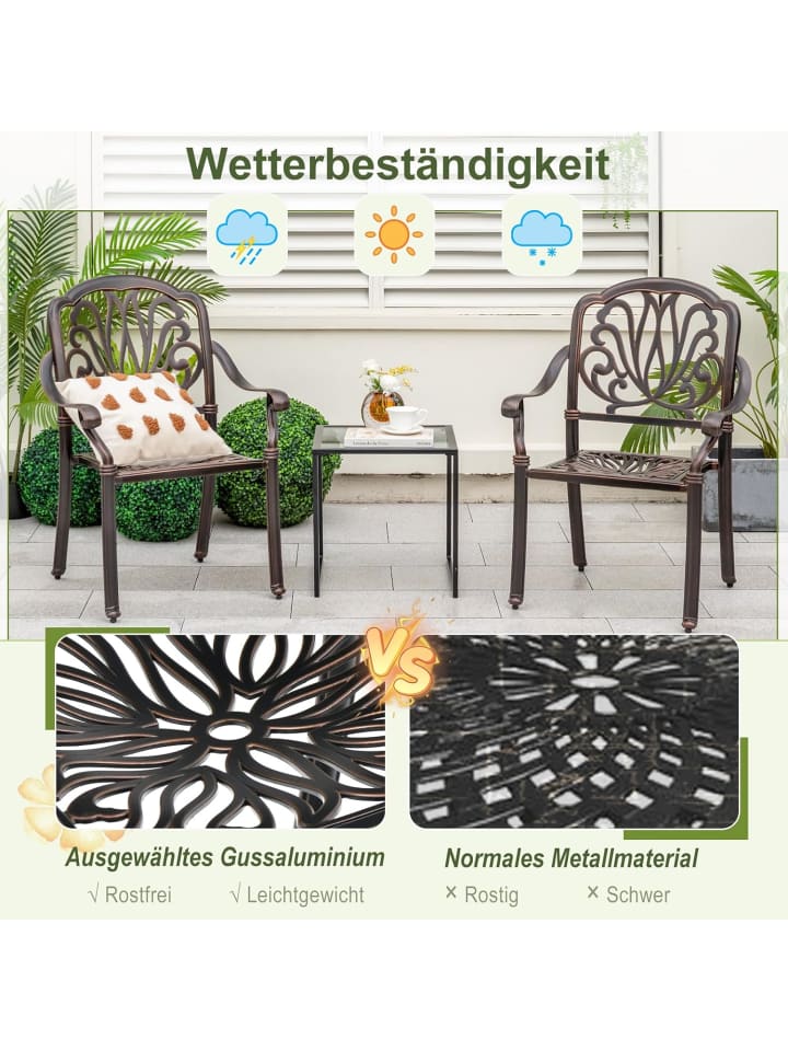 COSTWAY 2er Set Gartenstühle in Bronze günstig kaufen onesize