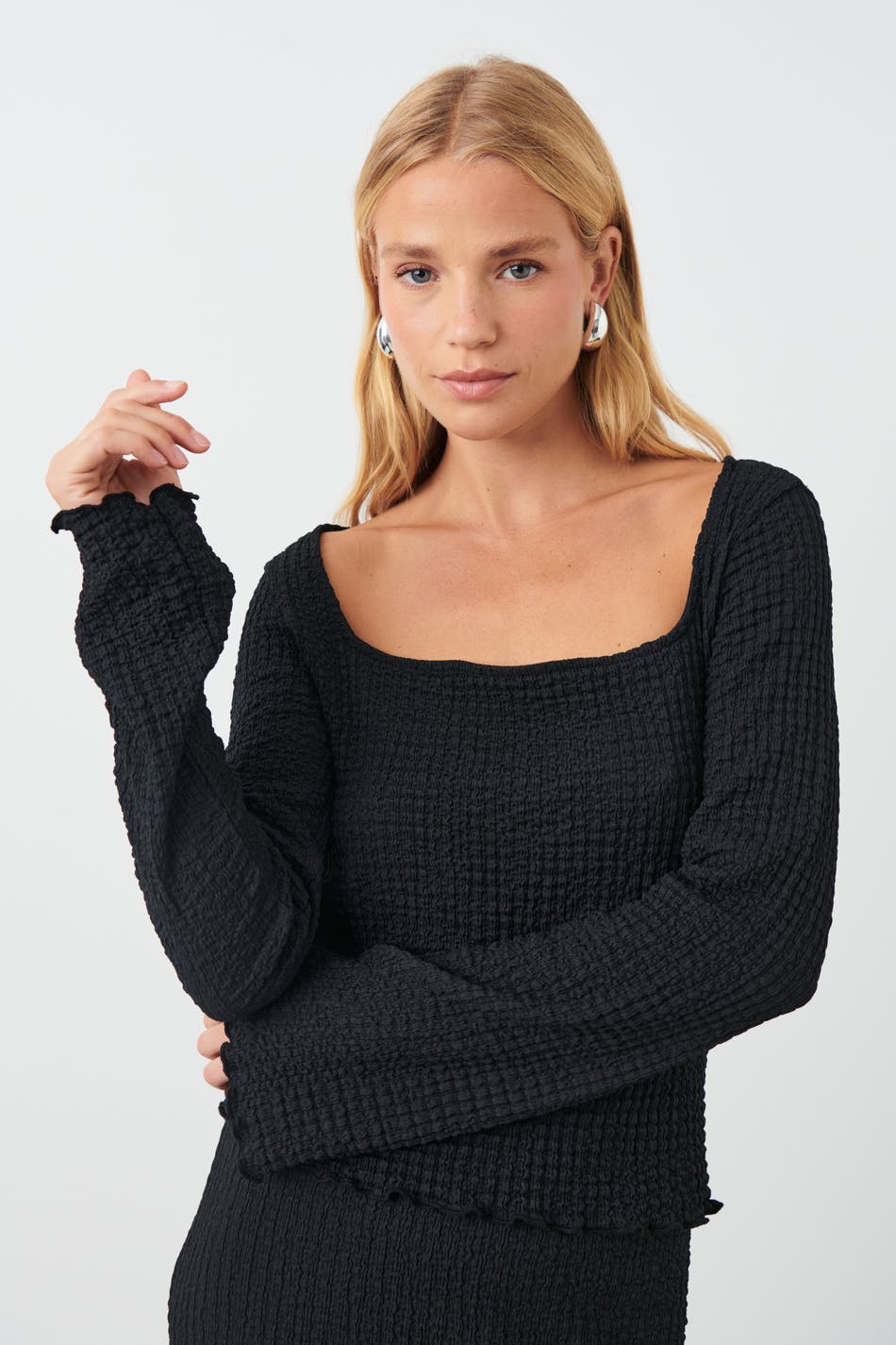 Textured square neck top