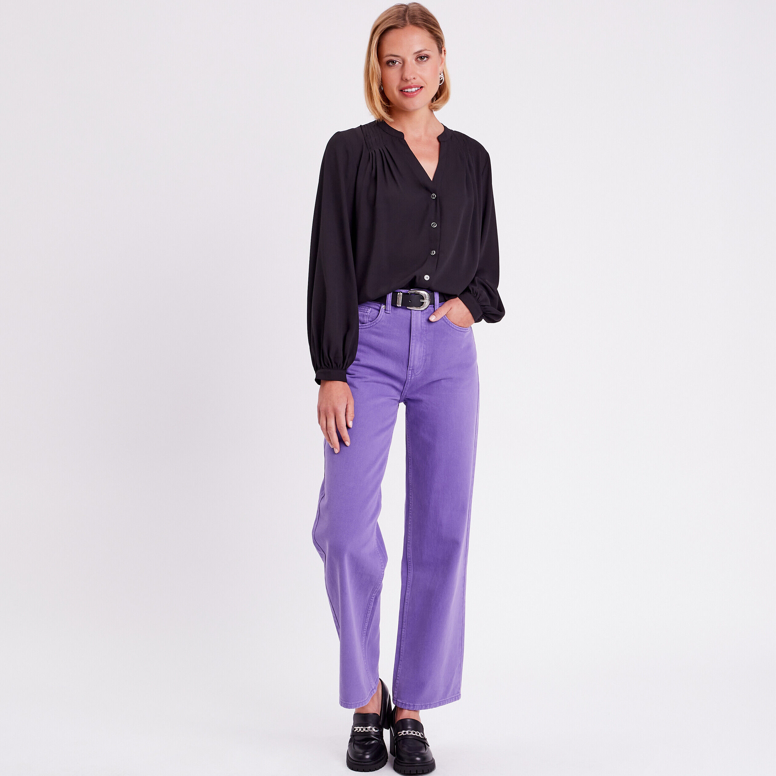 Blouse manches longues noir femme | Cache Cache