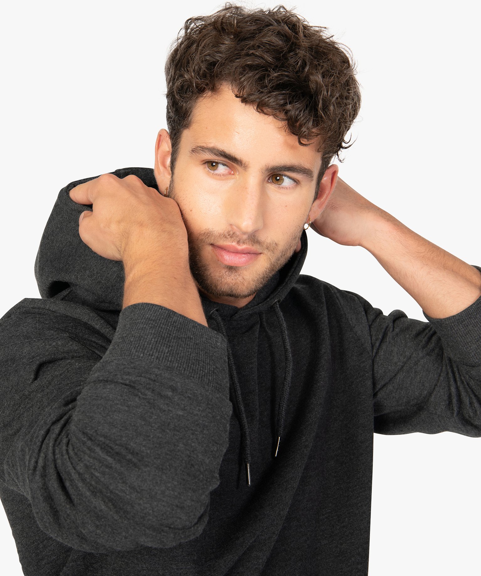 Sweat homme à capuche avec poche kangourou gris fonce | GEMO