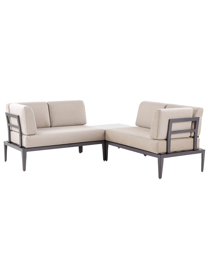 Beliani Lounge Set RIMA III in Grau/Beige - (W) 240 x (H) 85 x (L) 190 cm günstig kaufen onesize