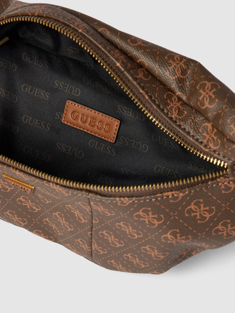 Bauchtasche mit Allover-Logo Modell 'VEZZOLA' in cognac