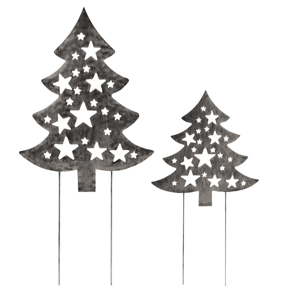 Powertec Garden Metallstecker, 2er-Set - Tannenbaum