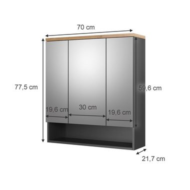 Vicco Spiegelschrank Badspiegel Badschrank EDEN Anthrazit / Artisan