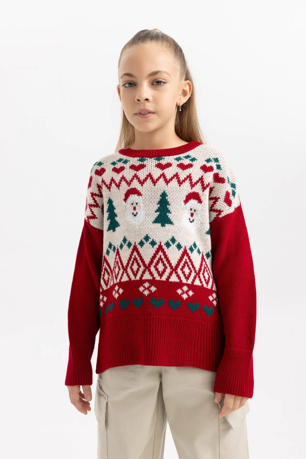 DeFacto  Weihnachtspullover mit Rundhalsausschnitt für Mädchen B2673a823wn