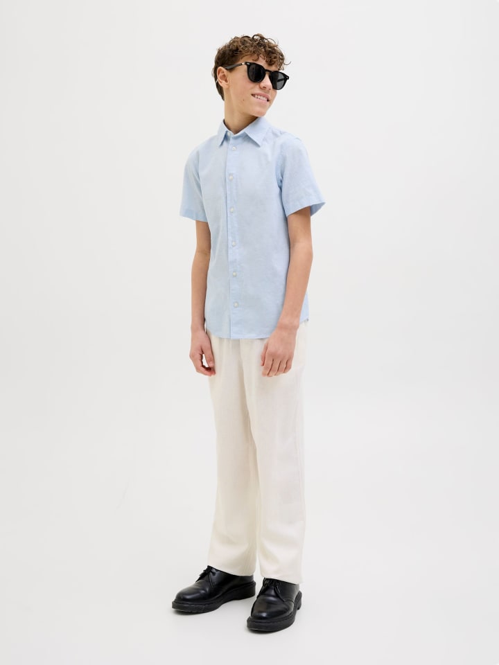 JACK & JONES Junior Kurzarmhemd JJBREEZE LINEN BLEND SHIRT JNR in chambray blue günstig kaufen