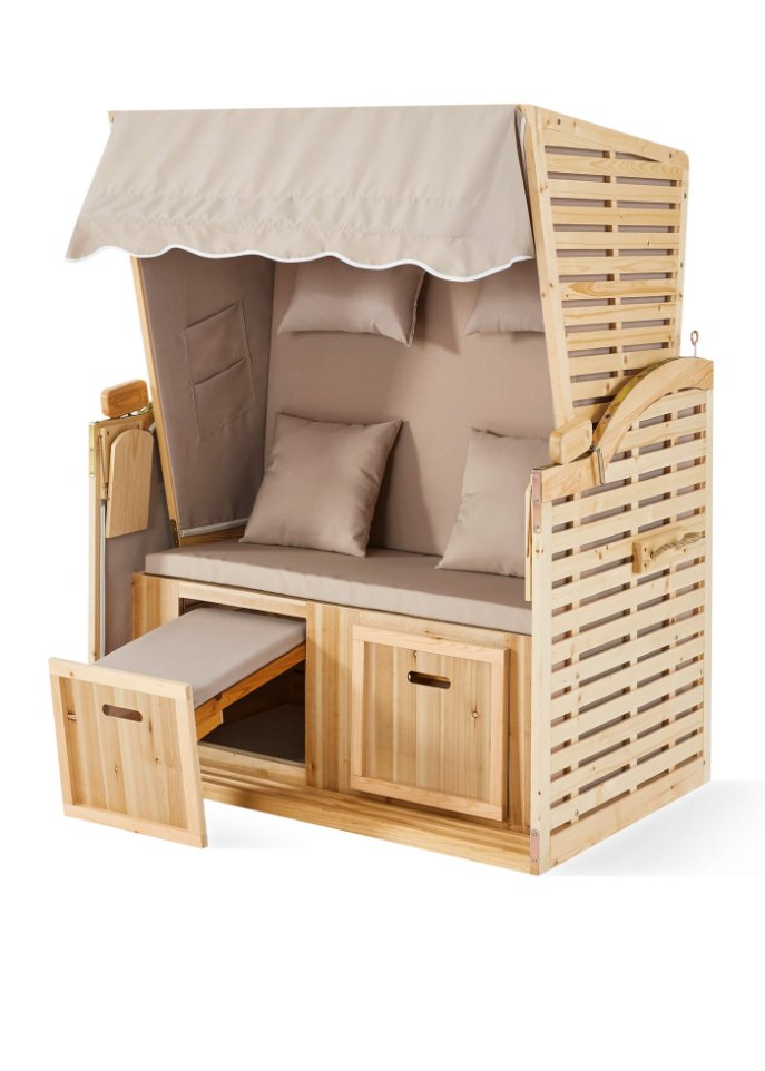 Strandkorb 2 Sitzer mit Lamellen