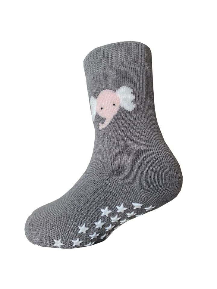Yalion 3er-Set: Antirutschsocken Vollplüsch Elefant in Grau  günstig kaufen