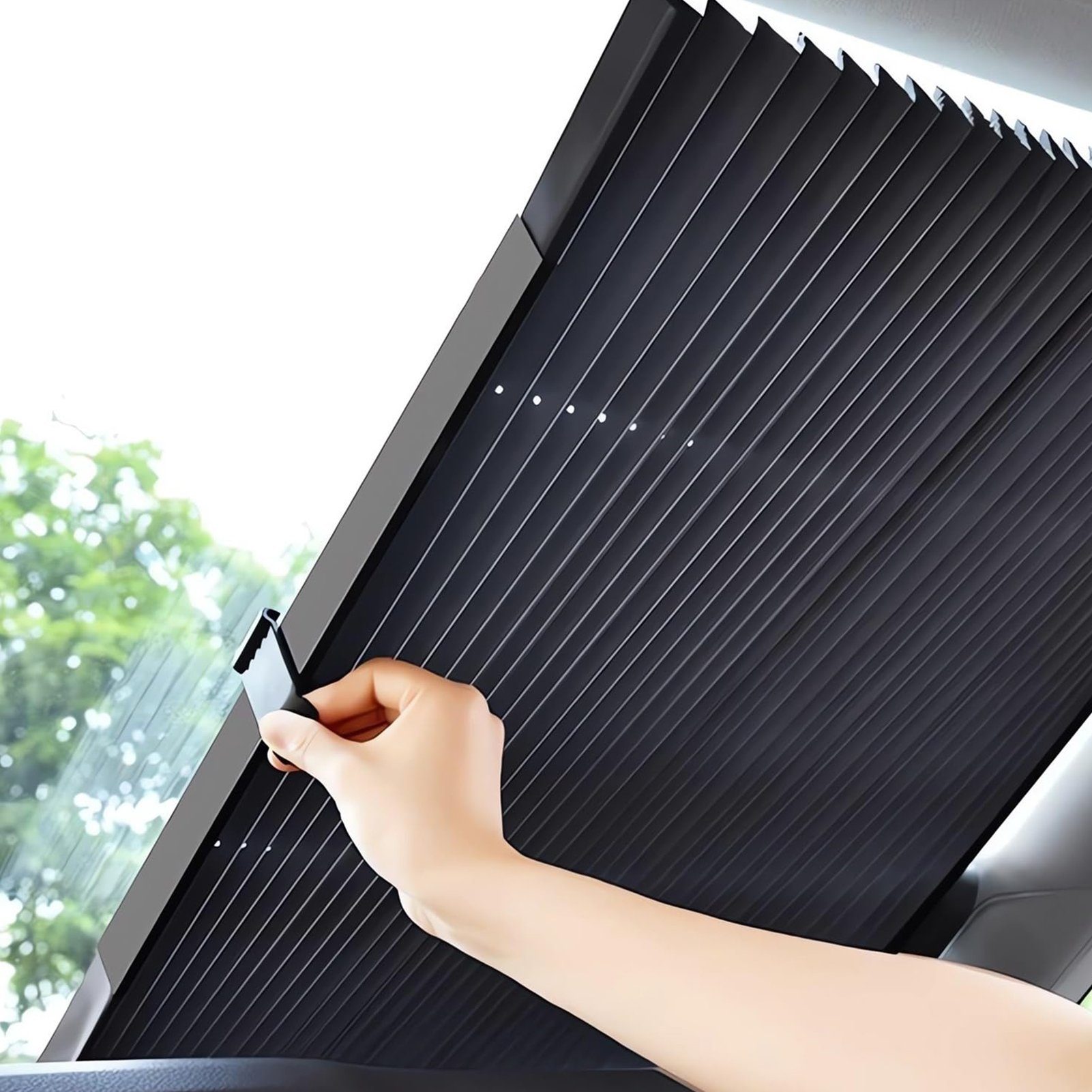 Rutaqian Autosonnenschutz Auto-Sonnenschutz Wärmeisolierung Sonnenschirm, (Automatisch versenkbarer Sonnenschutz, Multifunktionaler Auto-Sonnencreme Sonnenschutz vorn), Breites Anwendungsspektrum für alle Fahrzeuge geeignet