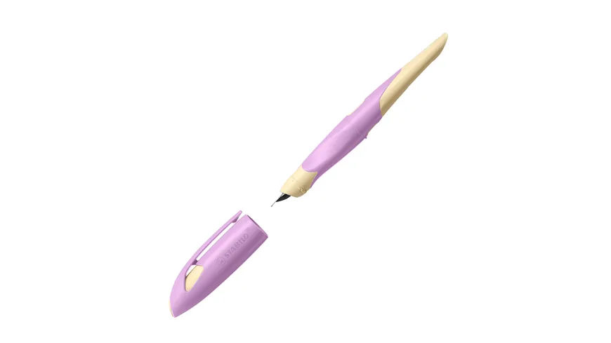 STABILO® EASYbirdy Füller für Rechtshänder in soft pink/apricot inklusive Patrone - Schreibfarbe blau (löschbar)