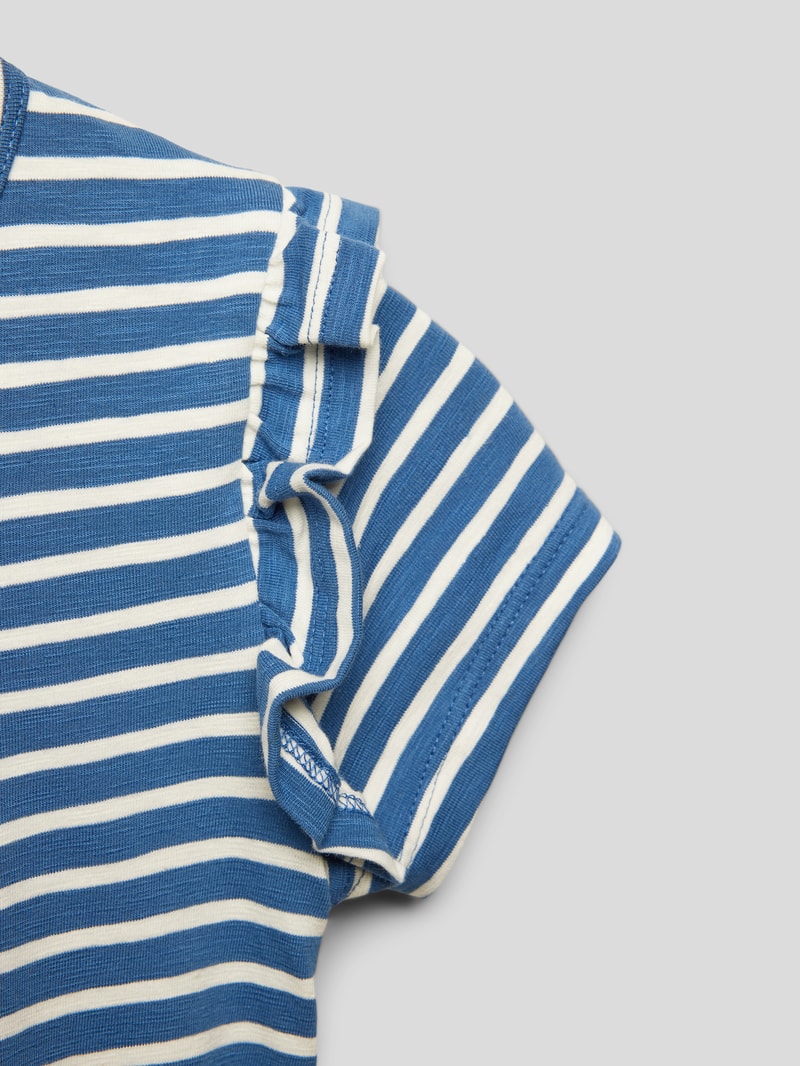 Kurzärmliges Kleid mit Streifenmuster in blau