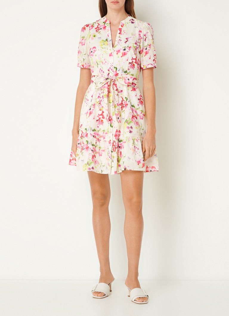 Rochie scurtă Velma de la Phase Eight, cu imprimeu floral și curea legată.