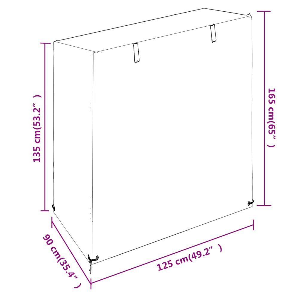 vidaXL Gartenmöbel-Schutzhülle Abdeckung für Schaukelbank 8 Ösen 125x90x135/165 cm Polyethylen (1-St)