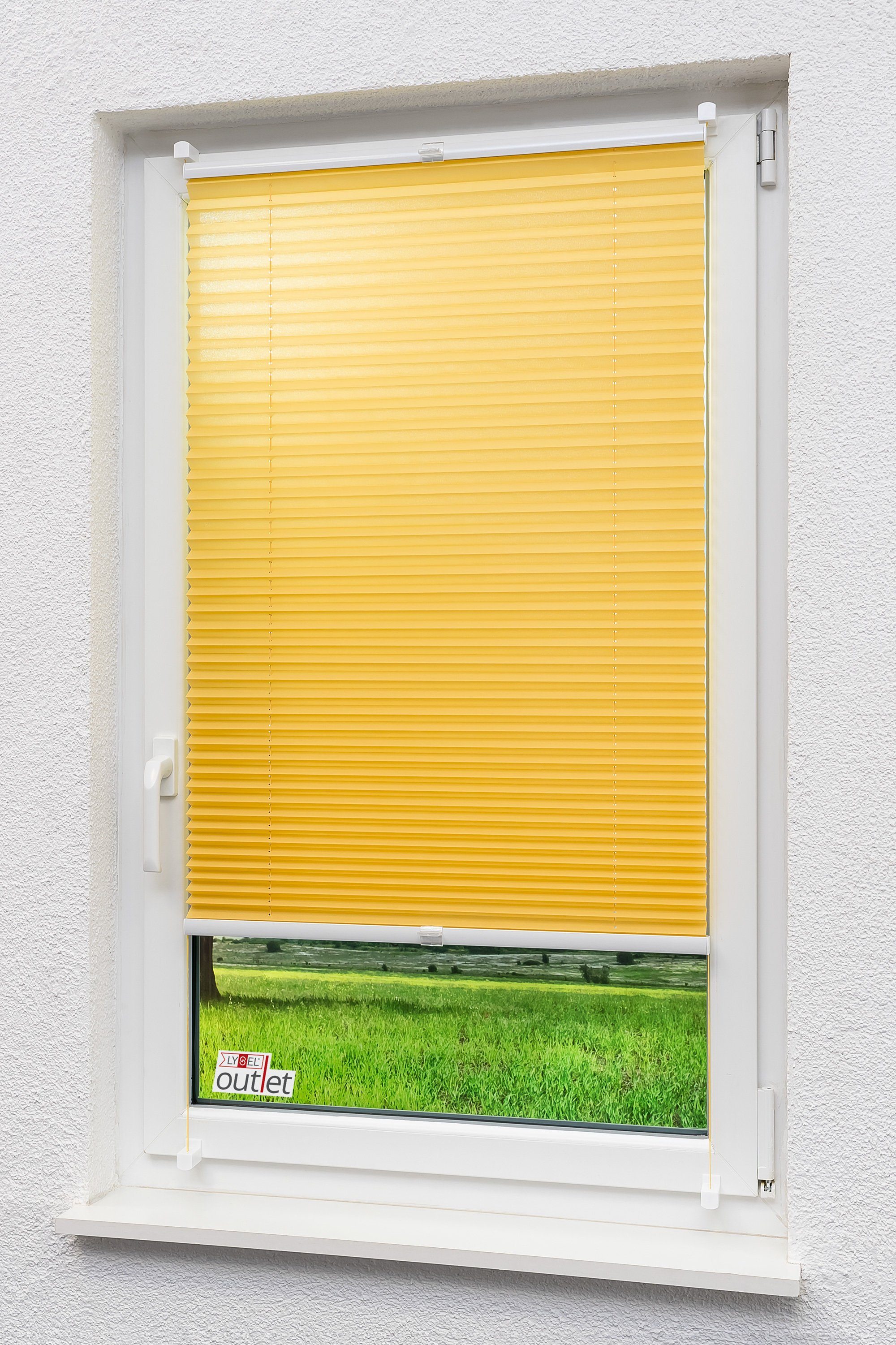 Plissee Rapid Klemmen Gelb, LYSEL®, blickdicht, HxB 130x45cm