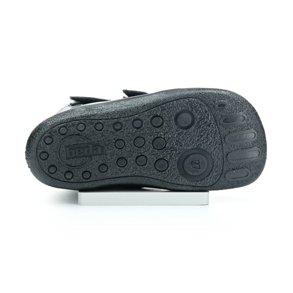 Beda Just Black (BF 0004/W/SO/MK) schwarze Winter-Barfußstiefeletten