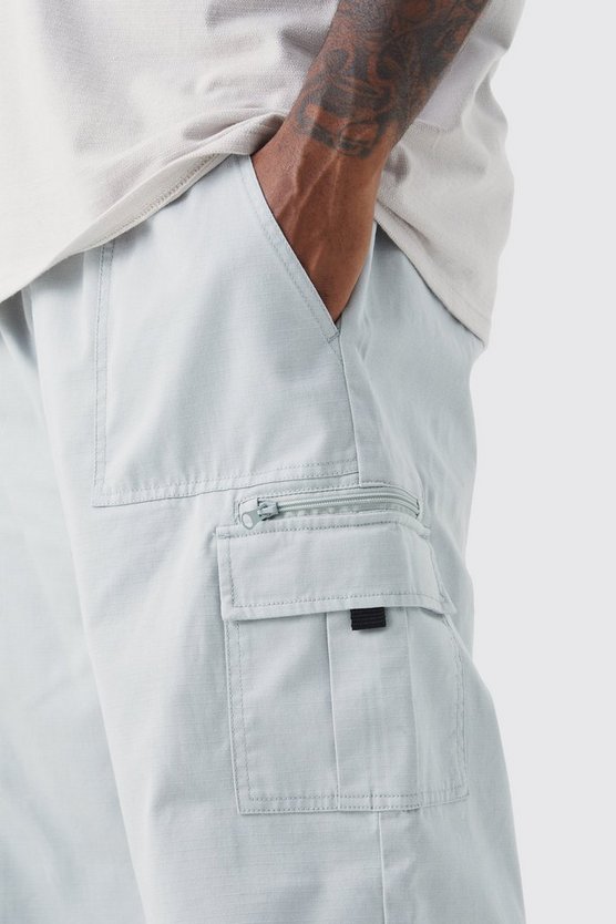 Plus elastische Ripstop Cargo-Hose mit Reißverschluss