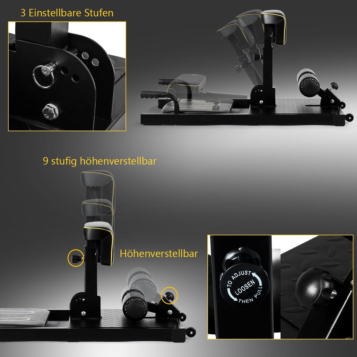 COSTWAY Multitrainer Kniebeugentrainer, höhenverstellbar, mit Rädern