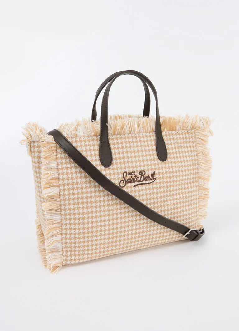 Geantă MC2 Saint Barth Colette cu model picior de cocoș și curea de umăr detașabilă.