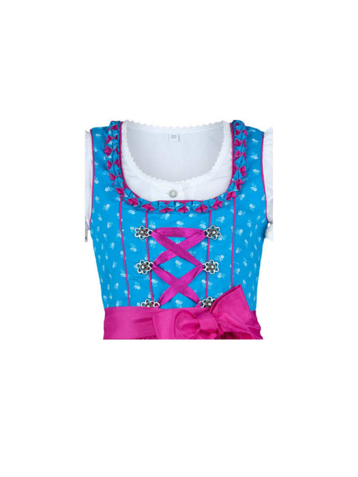 Nübler Kinderdirndl 3-teilig Emilia in Türkis-Fuchsia günstig kaufen