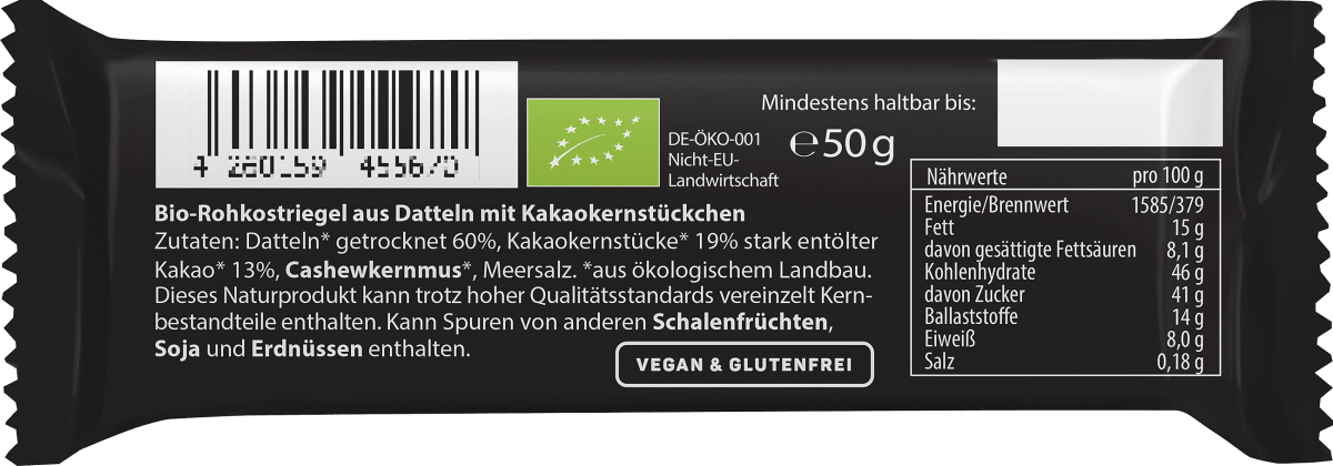 Rohkostriegel, Dark Cacao Crunch, 50 g